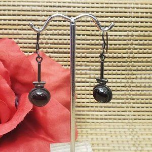 925 Sterling Silver Genuine Ruby Red Stone Dangle Earrings
